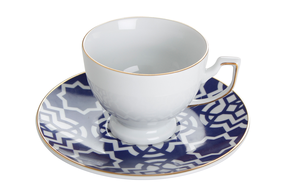 04A-P018905 Tee-/Kaffeetasse mit Untersetzer 170ml Blau MOROCCO von Porland
