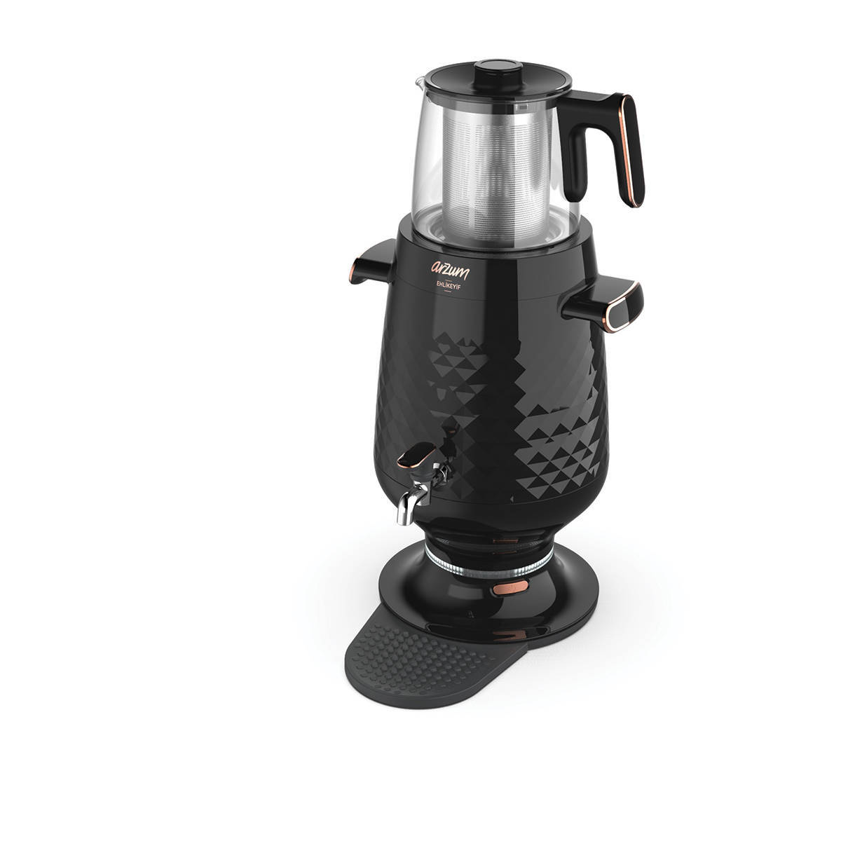 ar3083-ehlikeyf-semaver-siyah-semaver-1833-22-B Arzum EHLIKEYF Samowar AR3083 Schwarz-Kupfer 1,2 Liter + 3,5 Liter