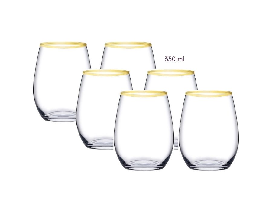 Amber-Gold-420825-b Pasabahce AMBER GOLD 420825 Weinglas Glas Kurz 350 ml 6er Set