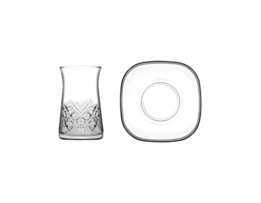 42891-Set-1 Pasabahce TIMELESS Teegläser und Untersetzer 6 Personen Set