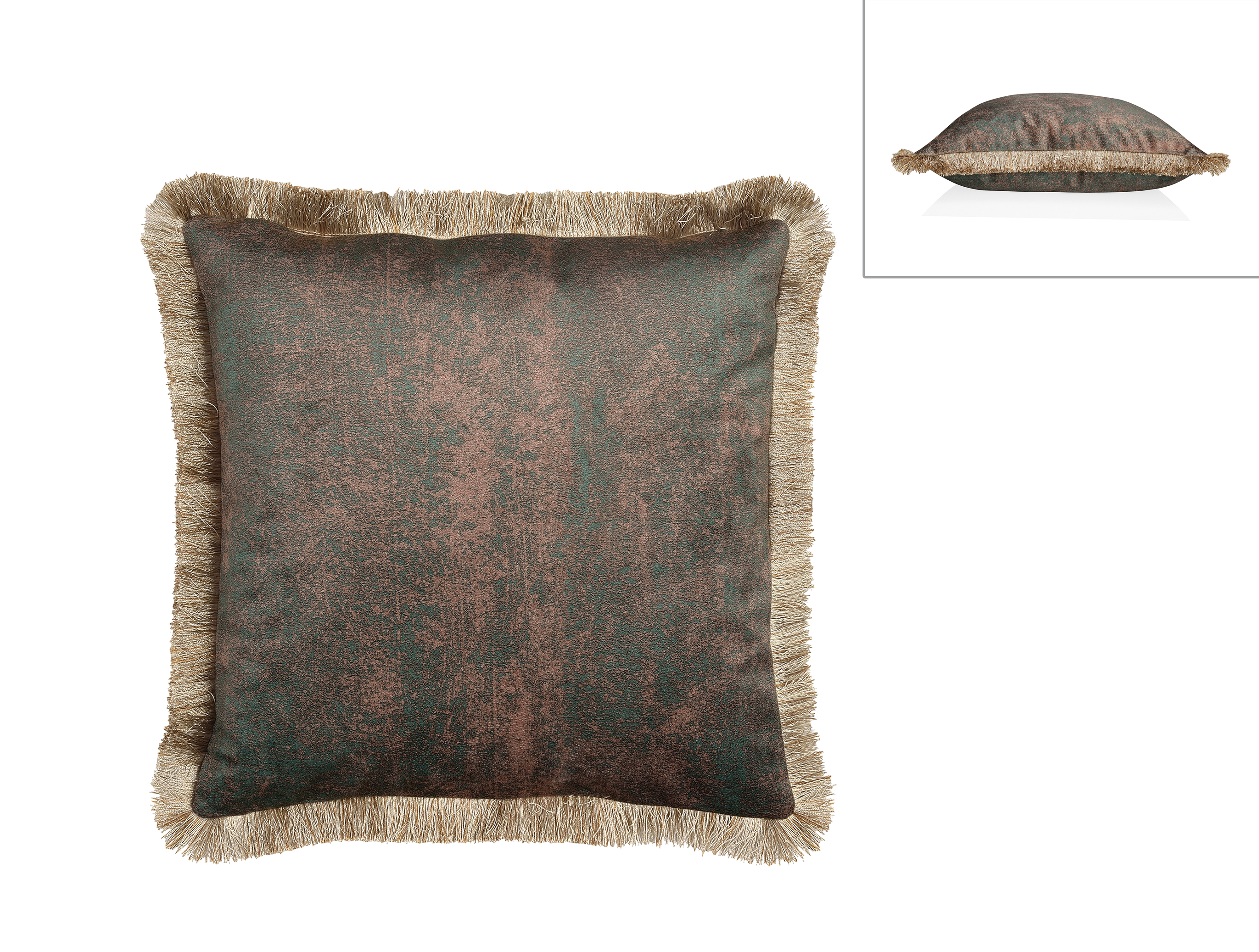 AX-69022-GADGET Dekokissen VELVET Grün Gold 45x45cm