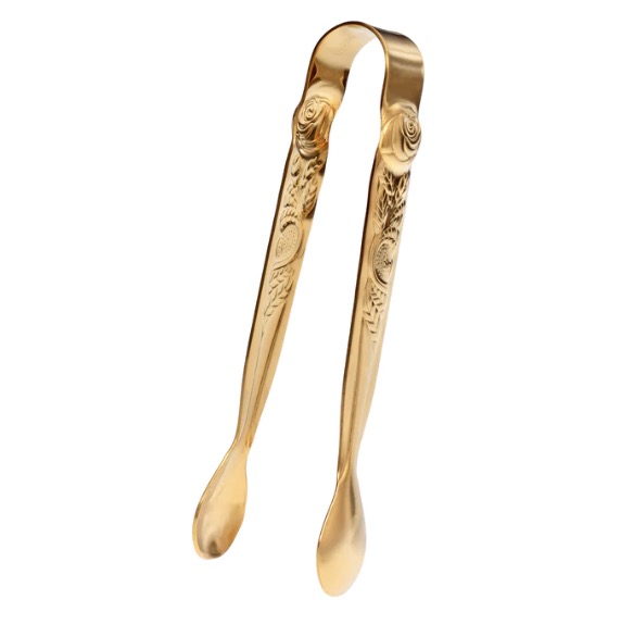 Gra-we-Zuckerzange-GOLD-mit-Rosendekor