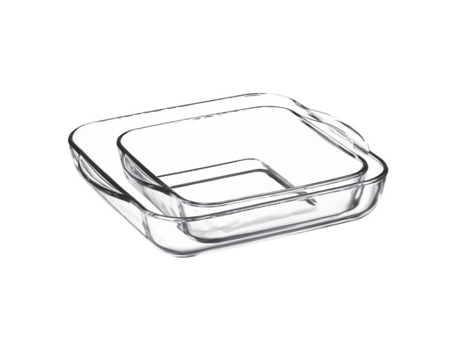 Brocam-159028-b BORCAM 159028 2er Set Quadrat Glas Auflaufform Backform