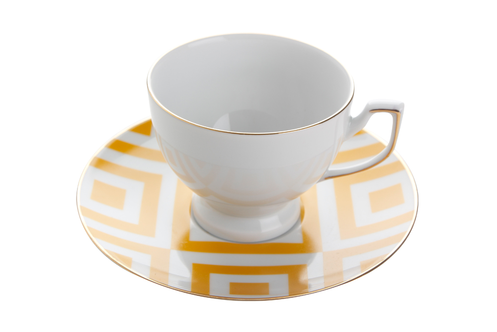 Tee-/Kaffeetasse mit Untersetzer Gelb MOROCCO 170ml von Porland