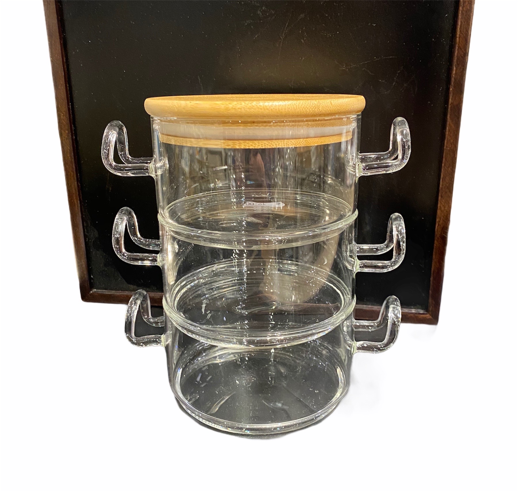 Elisa-kavanoz-Set-2 Mini Topf ELISA 3er Set mit Bambusdeckel Stapelbar