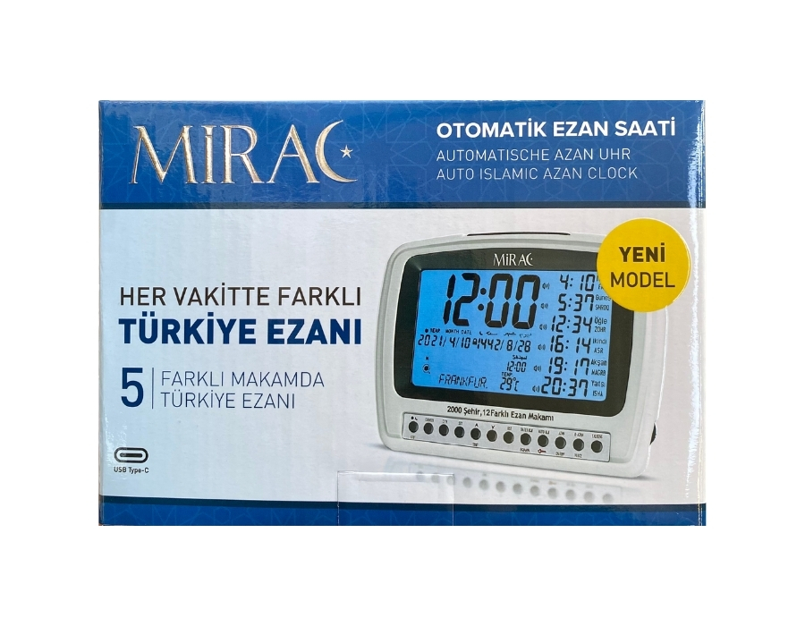 Mirac-uhr-tisch-7 Mirac Adhan Azan Ezan Tischuhr Automatische Gebetsuhr 2.000 Städte