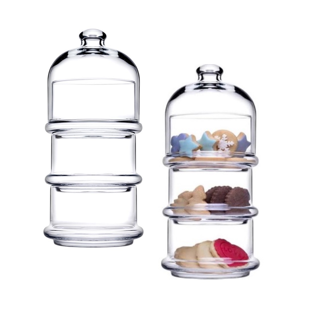 Pasabahce VILLA Patisserie 96815 mit 3x Schalen und Deckel 26x12 cm