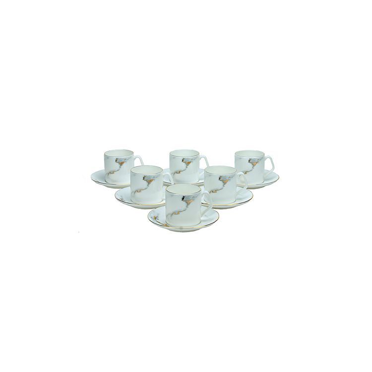 br-201920000002_1-a Premium Mokkatassen Set DRANCY Marmor Weiß-Gold 12-teilig