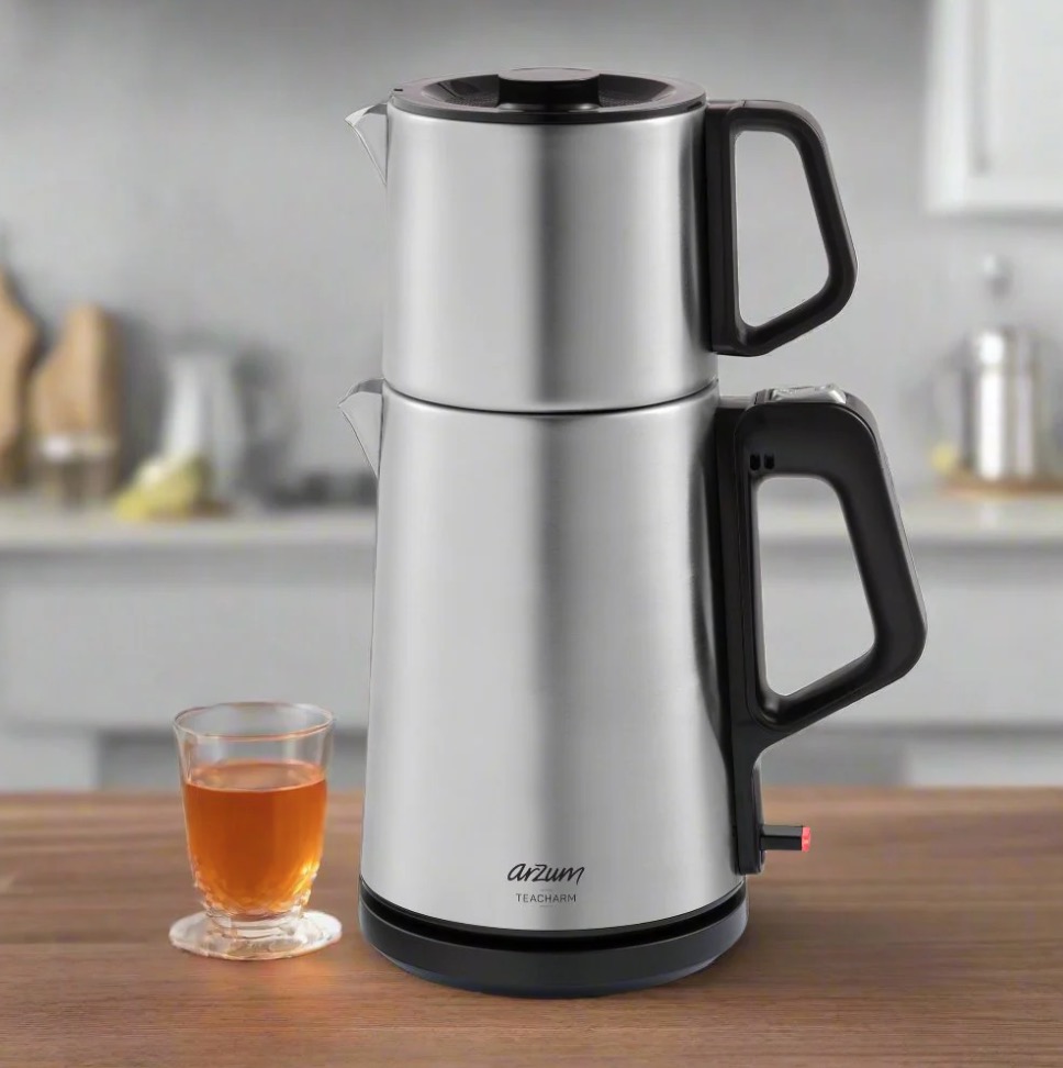 Arzum-Teacharm-Teekocher-1 Arzum TEACHARM Silber Teekocher AR3143 inkl. Edelstahl-Filter