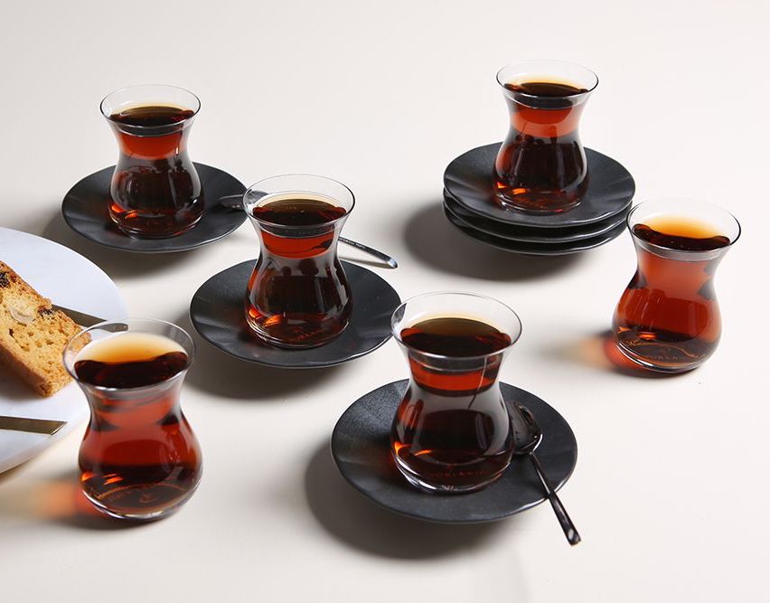 0049035 Porland SEASONS BLACK Türkische Teegläser Set 12-teilig