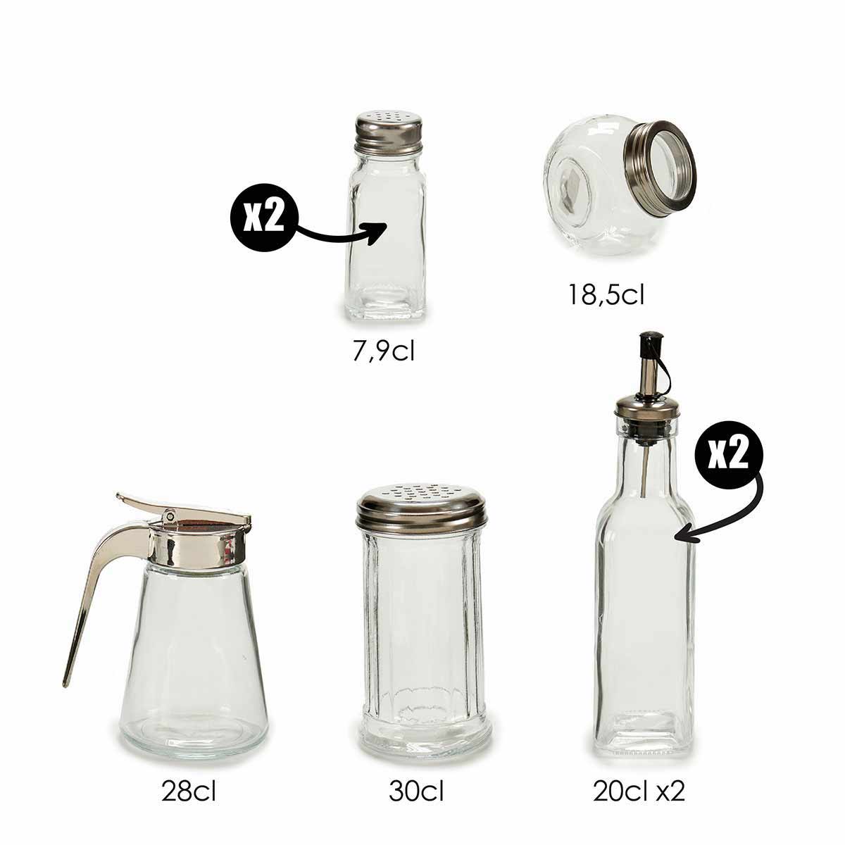 31576_2 Menage Set für Gewürze Zucker Essig Öl Salz 7 teilig