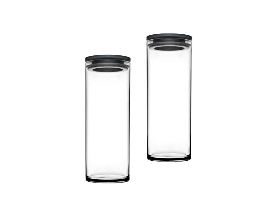 Pasabahce-43756-a Pasabahce 43756 Breakfast Club GRAU 1 Liter Aufbewahrungsbehälter 2er Set