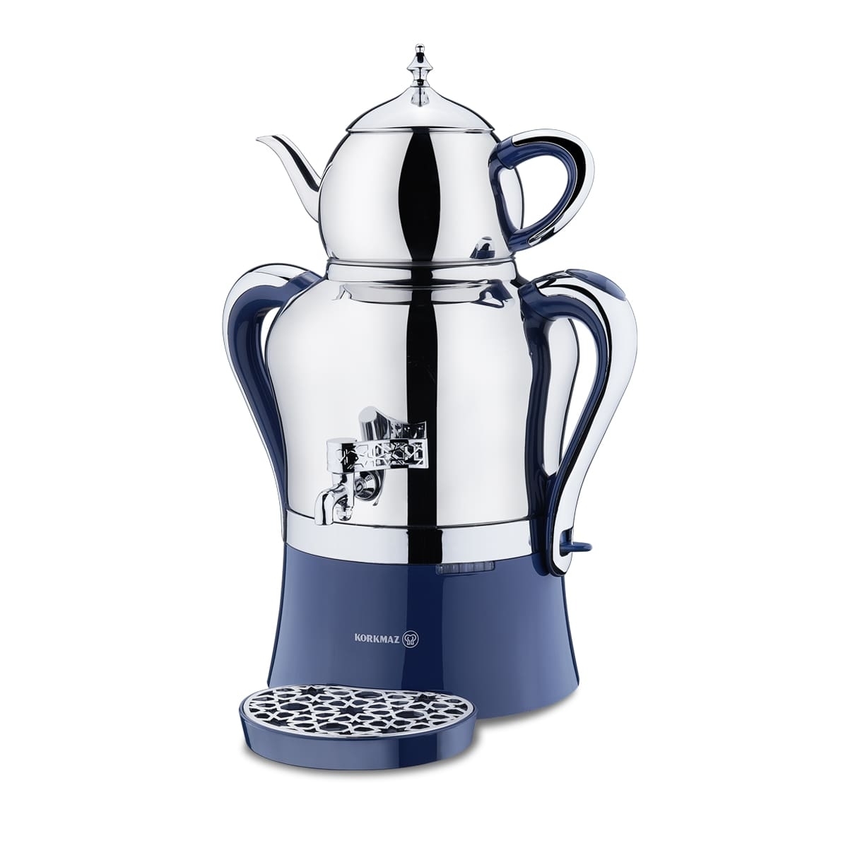 korkmaz-hanedan-azura-inoxkrom-semaver-a843-cay-makineleri-semaver-10548-90-B Korkmaz HANEDAN AZURA A843 Samowar Teekocher Silber-Blau