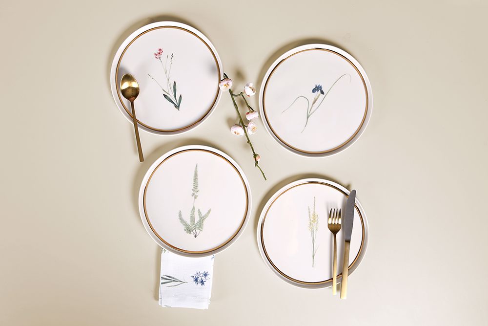 0011600 Porland BOTANICAL Kuchenteller 21cm MIX-Set 4-teilig