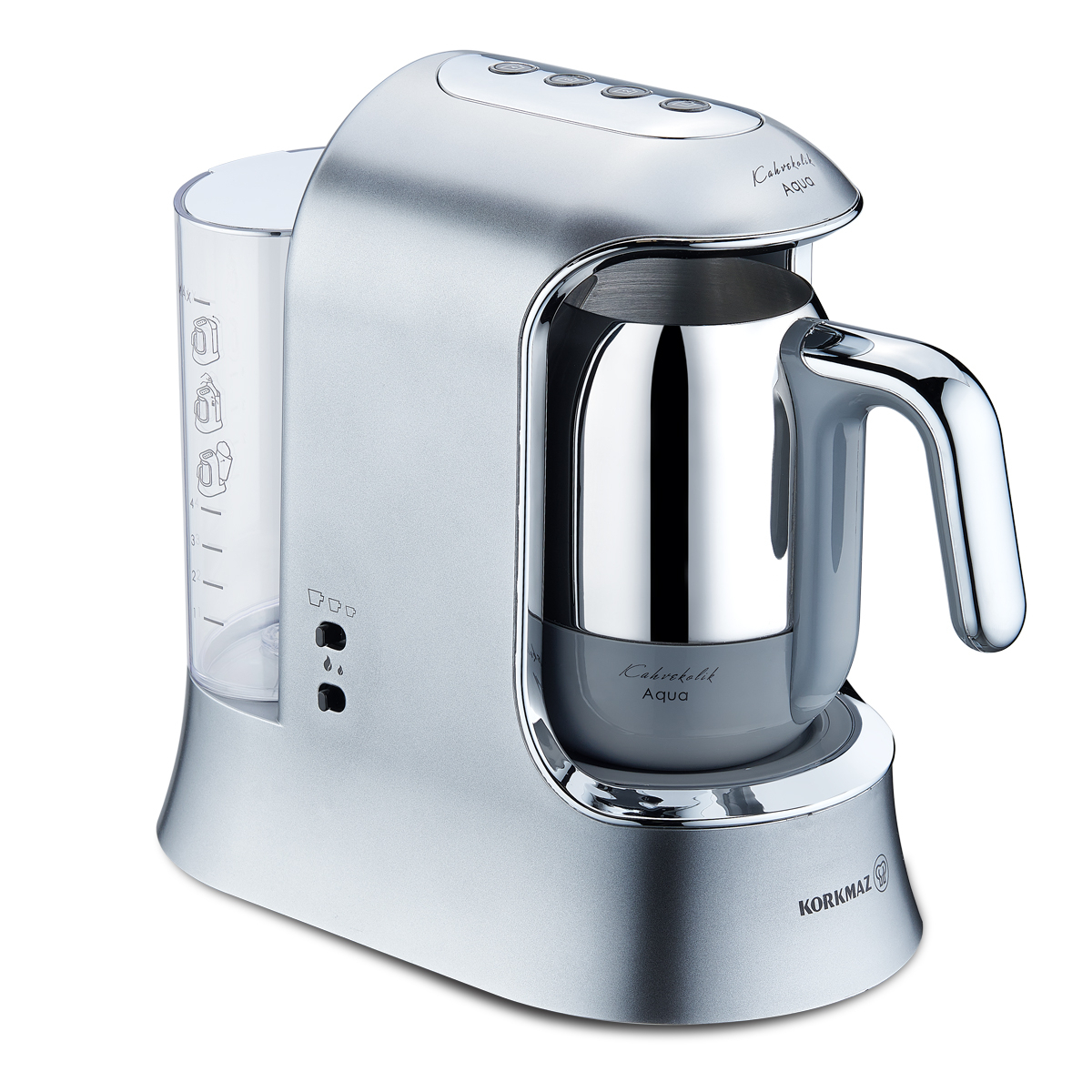 Korkmaz Kahvekolik AQUA SILBER Türkische Kaffee Maschine mit Wassertank A862-05