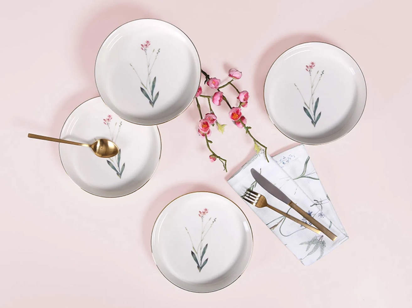 04ALM007314-a Porland BOTANICAL Suppenteller Design4 19 cm MIX-Set 4-teilig