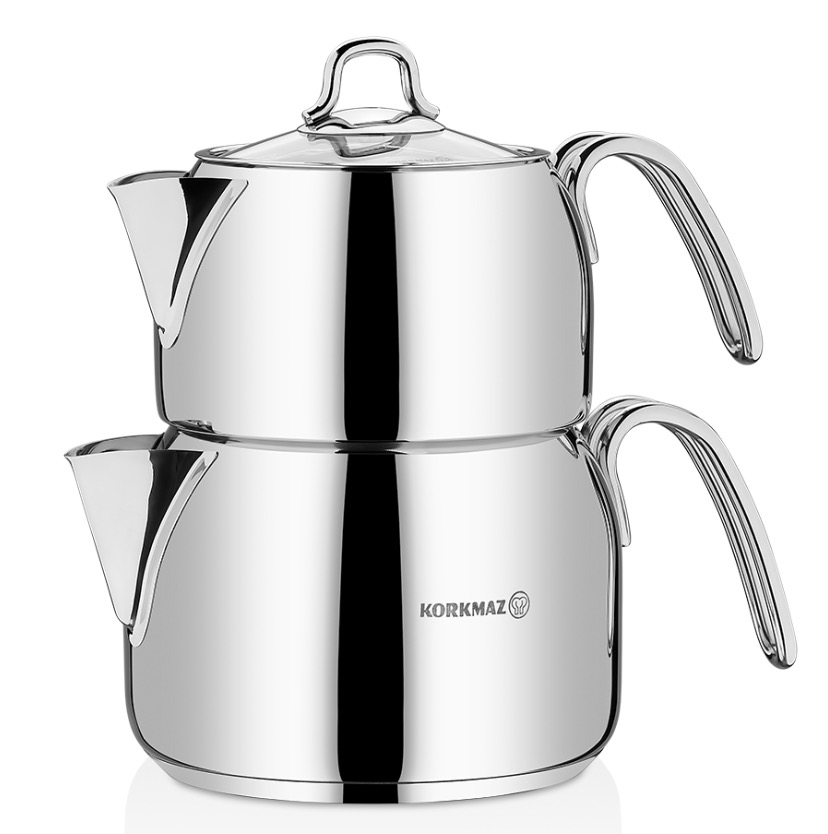 Perla-MEGA-A029-Teekanne-1 Korkmaz PERLA MEGA A029 Türkische Teekanne 1,8 - 3,2 L Induktion