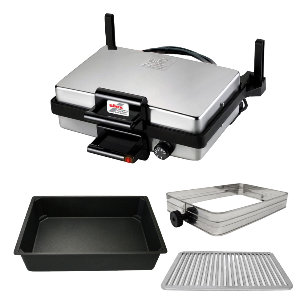 Silex-Alle-Zubeho-r-JPEG-mit-Badge SILEX Multigrill All Inclusive Angebot + Auflaufform + Abstandhalter + Grillrost