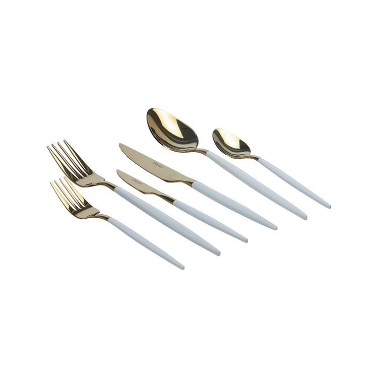 FR-3020-0285-a Premium Besteckset SARA Weiß-GOLD 36-teilig 6-Personen-Set Edelstahl