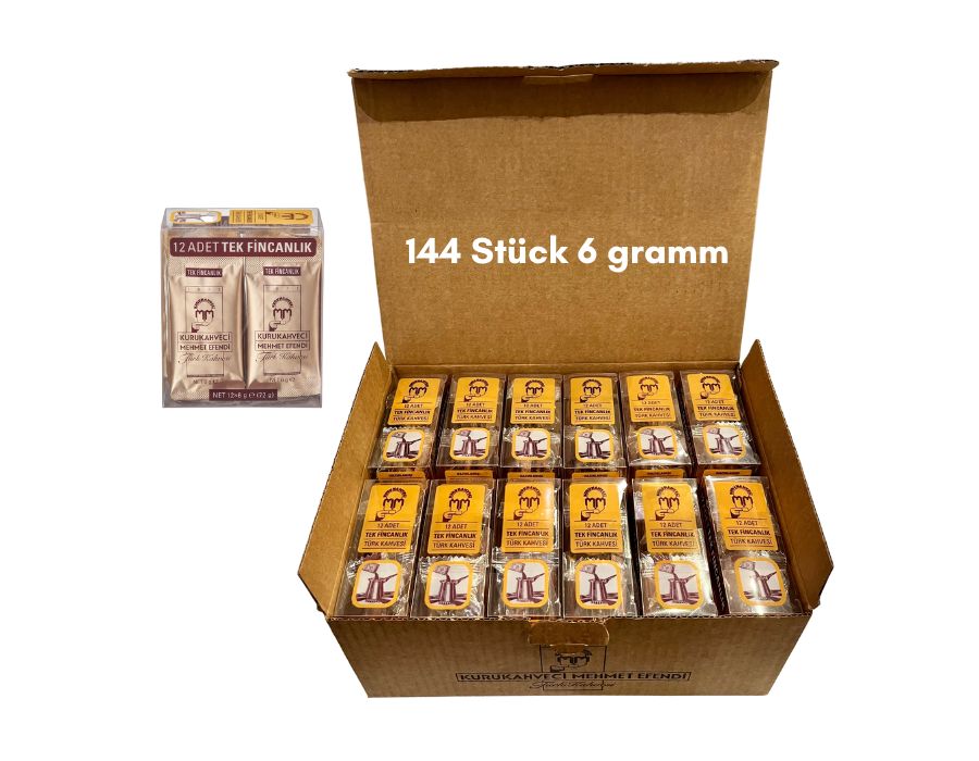 kkme-144-6g-2 SPARPAKET Ein Karton 1-Portion-Packung (144 Stück 6g) Türkischer Kaffee Mehmet Efendi