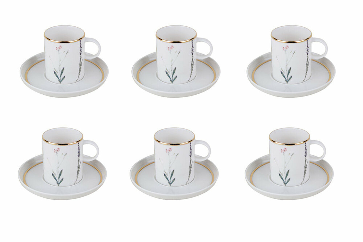 04ALM005547-b Porland BOTANICAL Mokkatassen Set BLUME 12-teilig