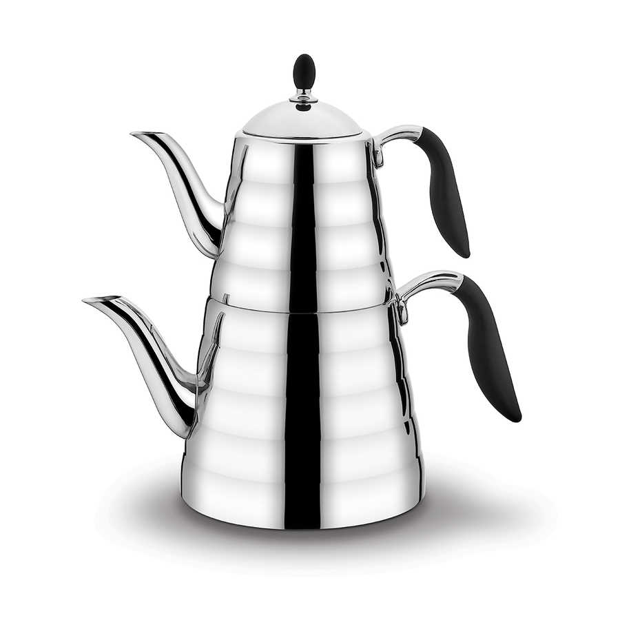 korkmaz-viva-caydanlik-takimi-a219-caydanlik-6658-80-B Korkmaz VIVA A219 Design Türkische Teekanne Silber Schwarz Induktion