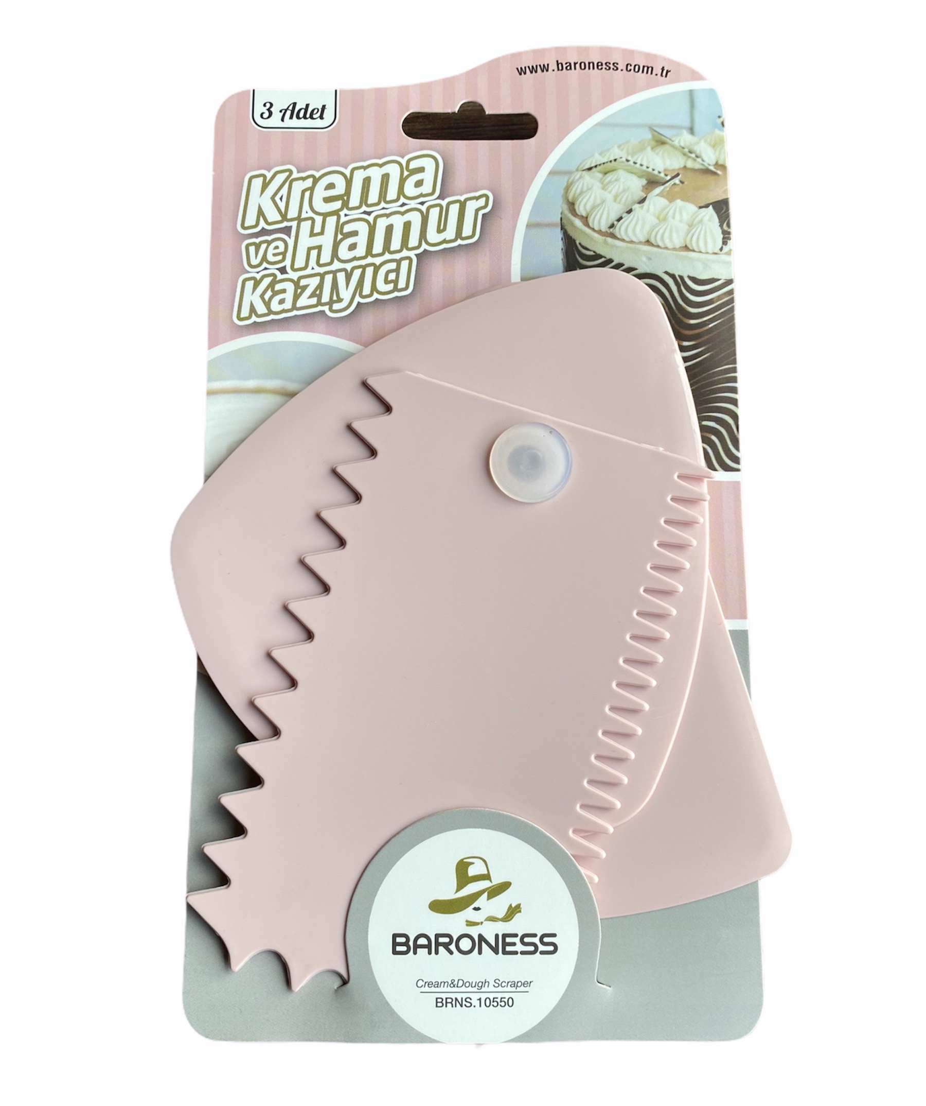 Teigschaber-rosa-1 Profi Backubehör Teigschaber / Teigspachtel Set mit Kuchengarnierer
